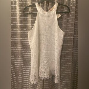 Elegant White Lace Halter Top